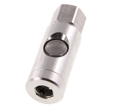Stainless Steel 316L DN 7.4 Safety Air Coupling Socket With Push Button G 1/4 inch Female
