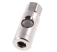 Stainless Steel 316L DN 7.4 Safety Air Coupling Socket With Push Button G 1/4 inch Female