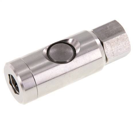 Stainless Steel 316L DN 7.4 Safety Air Coupling Socket With Push Button G 1/4 inch Female