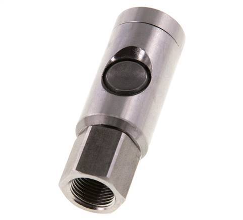 Stainless Steel 316L DN 7.4 Safety Air Coupling Socket With Push Button G 3/8 inch Female