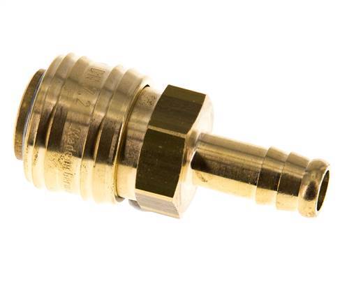 Brass DN 7.2 (Euro) Air Coupling Socket 10 mm Hose Pillar Double Shut-Off