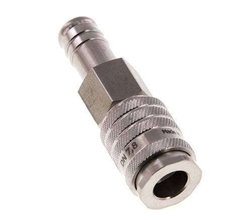 Stainless steel DN 7.8 Air Coupling Socket 13 mm Hose Pillar Double Shut-Off