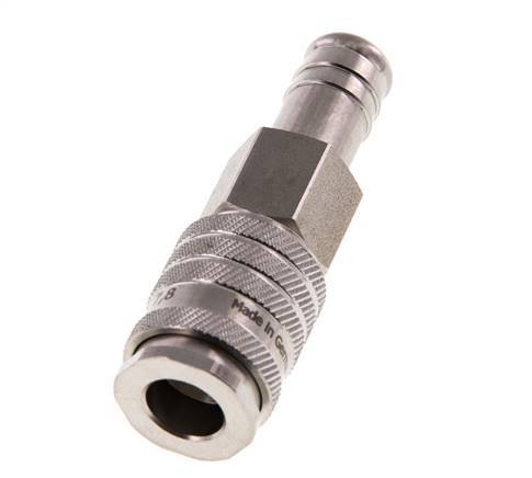 Stainless steel DN 7.8 Air Coupling Socket 13 mm Hose Pillar Double Shut-Off