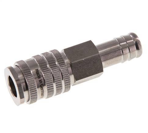 Stainless steel DN 7.8 Air Coupling Socket 13 mm Hose Pillar Double Shut-Off