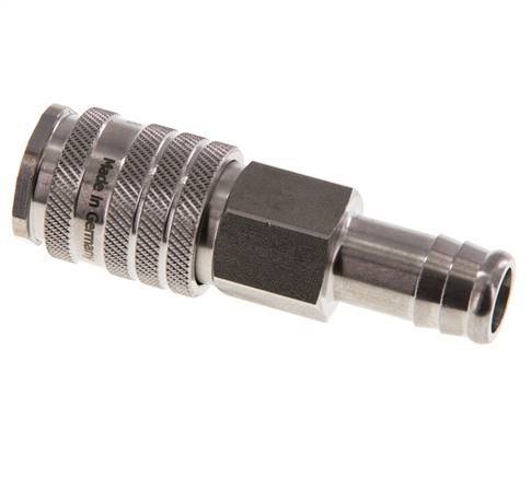 Stainless steel DN 7.8 Air Coupling Socket 13 mm Hose Pillar Double Shut-Off