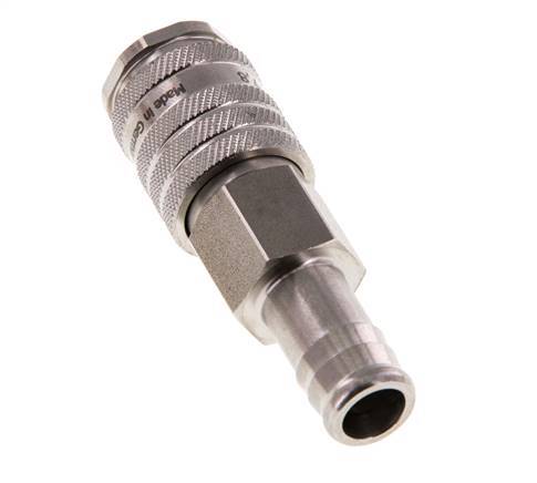 Stainless steel DN 7.8 Air Coupling Socket 13 mm Hose Pillar Double Shut-Off