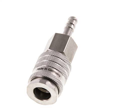 Stainless steel DN 7.8 Air Coupling Socket 6 mm Hose Pillar Double Shut-Off