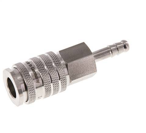 Stainless steel DN 7.8 Air Coupling Socket 6 mm Hose Pillar Double Shut-Off