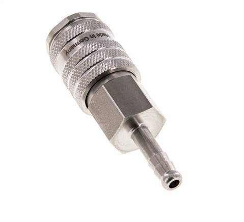 Stainless steel DN 7.8 Air Coupling Socket 6 mm Hose Pillar Double Shut-Off