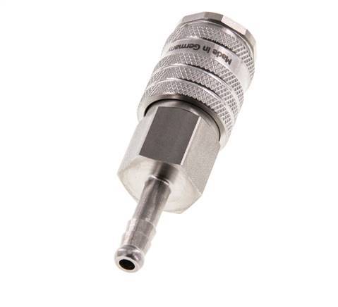 Stainless steel DN 7.8 Air Coupling Socket 6 mm Hose Pillar Double Shut-Off