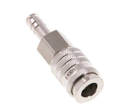 Stainless steel DN 7.8 Air Coupling Socket 9 mm Hose Pillar Double Shut-Off