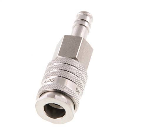 Stainless steel DN 7.8 Air Coupling Socket 9 mm Hose Pillar Double Shut-Off