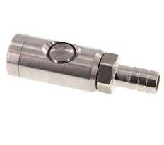 Stainless Steel 316L DN 7.4 Safety Air Coupling Socket With Push Button 13 mm Hose Pillar