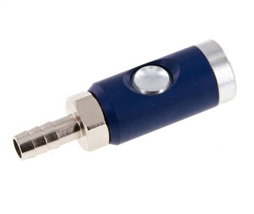 Hardened steel DN 7.4 Safety Air Coupling Socket with Push Button 10 mm Hose Pillar