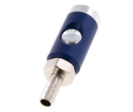 Hardened steel DN 7.4 Safety Air Coupling Socket with Push Button 10 mm Hose Pillar