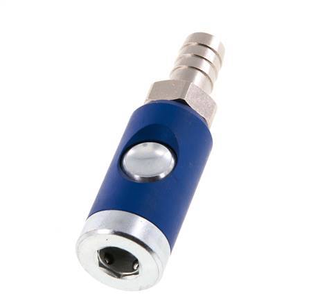 Hardened steel DN 7.4 Safety Air Coupling Socket with Push Button 13 mm Hose Pillar