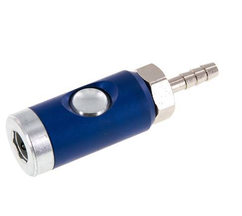 Hardened steel DN 7.4 Safety Air Coupling Socket with Push Button 6 mm Hose Pillar