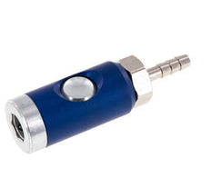 Hardened steel DN 7.4 Safety Air Coupling Socket with Push Button 6 mm Hose Pillar