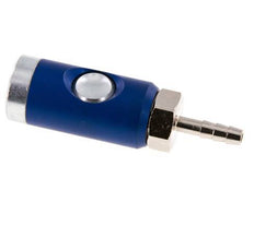 Hardened steel DN 7.4 Safety Air Coupling Socket with Push Button 6 mm Hose Pillar