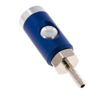 Hardened steel DN 7.4 Safety Air Coupling Socket with Push Button 6 mm Hose Pillar