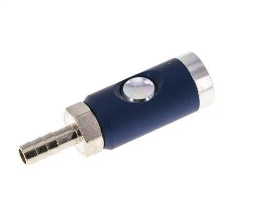Hardened steel DN 7.4 Safety Air Coupling Socket with Push Button 9 mm Hose Pillar