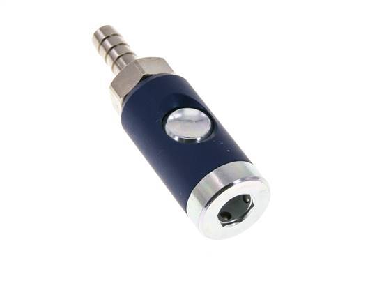 Hardened steel DN 7.4 Safety Air Coupling Socket with Push Button 9 mm Hose Pillar