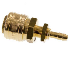 Brass DN 7.2 (Euro) Air Coupling Socket 6 mm Hose Pillar Bulkhead