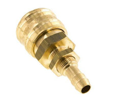 Brass DN 7.2 (Euro) Air Coupling Socket 8 mm Hose Pillar Bulkhead Double Shut-Off