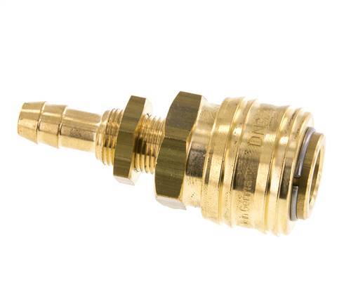 Brass DN 7.2 (Euro) Air Coupling Socket 8 mm Hose Pillar Bulkhead Double Shut-Off