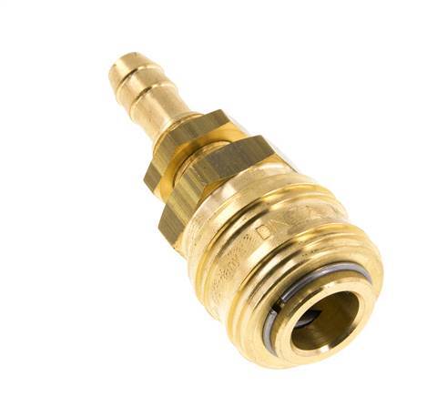 Brass DN 7.2 (Euro) Air Coupling Socket 8 mm Hose Pillar Bulkhead Double Shut-Off