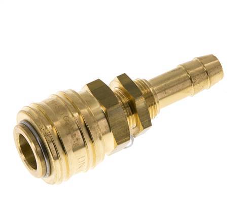 Brass DN 7.2 (Euro) Air Coupling Socket 10 mm Hose Pillar Bulkhead Double Shut-Off