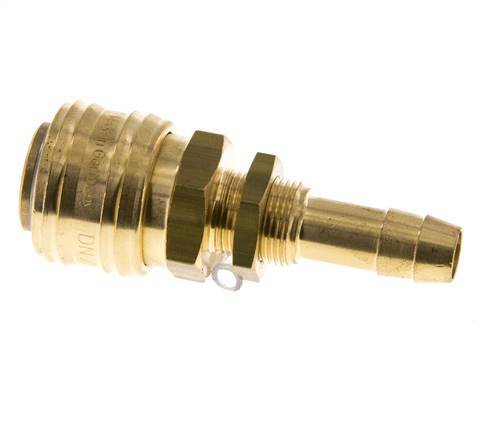 Brass DN 7.2 (Euro) Air Coupling Socket 10 mm Hose Pillar Bulkhead Double Shut-Off