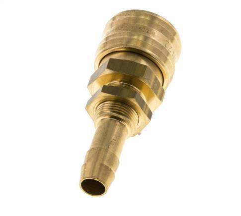 Brass DN 7.2 (Euro) Air Coupling Socket 10 mm Hose Pillar Bulkhead Double Shut-Off