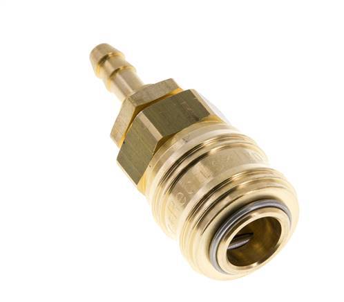 Brass DN 7.2 (Euro) Air Coupling Socket 6 mm Hose Pillar Bulkhead Double Shut-Off