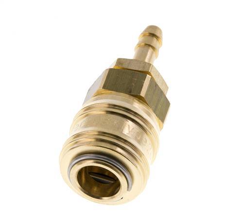 Brass DN 7.2 (Euro) Air Coupling Socket 6 mm Hose Pillar Bulkhead Double Shut-Off