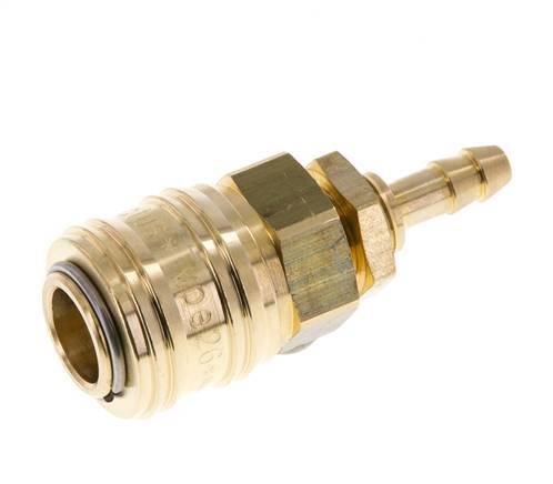 Brass DN 7.2 (Euro) Air Coupling Socket 6 mm Hose Pillar Bulkhead Double Shut-Off