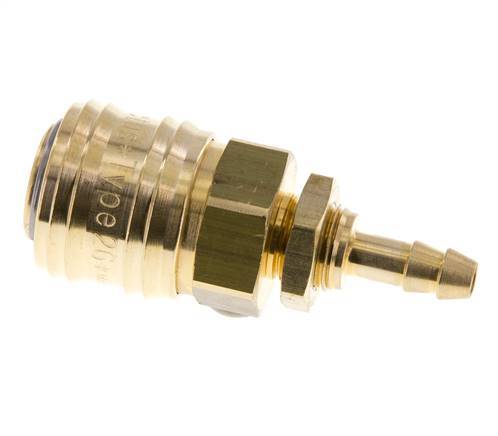 Brass DN 7.2 (Euro) Air Coupling Socket 6 mm Hose Pillar Bulkhead Double Shut-Off