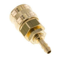 Brass DN 7.2 (Euro) Air Coupling Socket 6 mm Hose Pillar Bulkhead Double Shut-Off