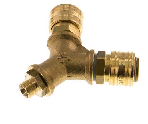 Brass DN 7.2 (Euro) Air Coupling Socket G 1/4 inch Male Wall-Mount 2-way