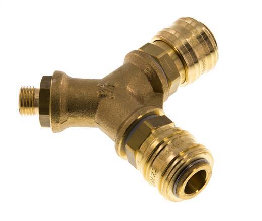Brass DN 7.2 (Euro) Air Coupling Socket G 1/4 inch Male Wall-Mount 2-way