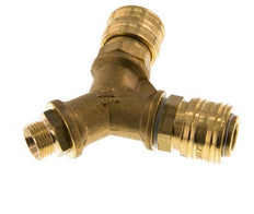 Brass DN 7.2 (Euro) Air Coupling Socket G 3/8 inch Male Wall-Mount 2-way