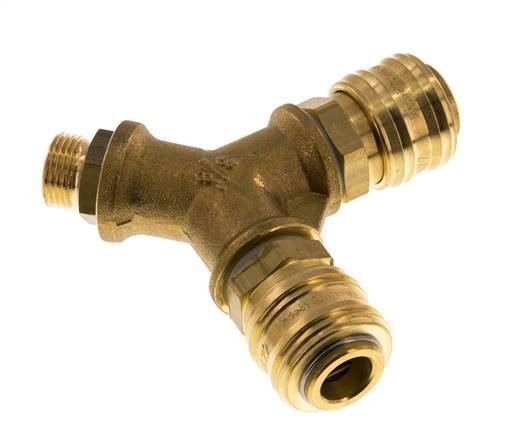 Brass DN 7.2 (Euro) Air Coupling Socket G 3/8 inch Male Wall-Mount 2-way