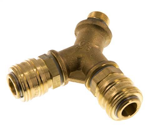 Brass DN 7.2 (Euro) Air Coupling Socket G 3/8 inch Male Wall-Mount 2-way