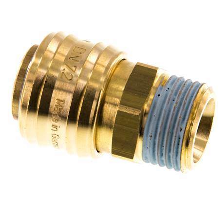 Brass DN 7.2 (Euro) Air Coupling Socket G 1/2 inch Male Double Shut-Off