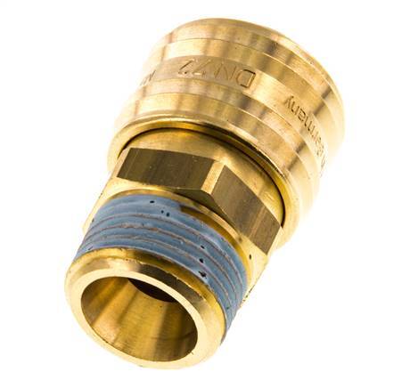 Brass DN 7.2 (Euro) Air Coupling Socket G 1/2 inch Male Double Shut-Off