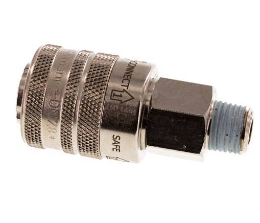 Nickel-plated Brass DN 7.8 Safety Air Coupling Socket R 1/4 inch Male