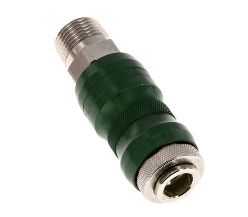 Nickel-plated Brass DN 7.8 Safety Air Coupling Socket with Slide Sleeve R 1/2 inch Male