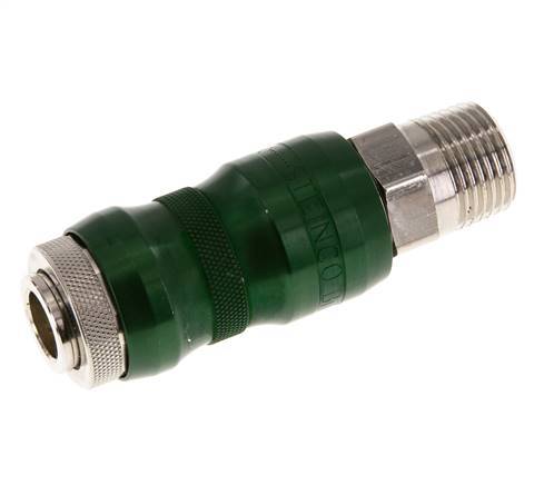 Nickel-plated Brass DN 7.8 Safety Air Coupling Socket with Slide Sleeve R 1/2 inch Male
