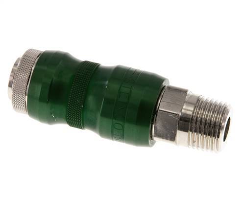 Nickel-plated Brass DN 7.8 Safety Air Coupling Socket with Slide Sleeve R 1/2 inch Male