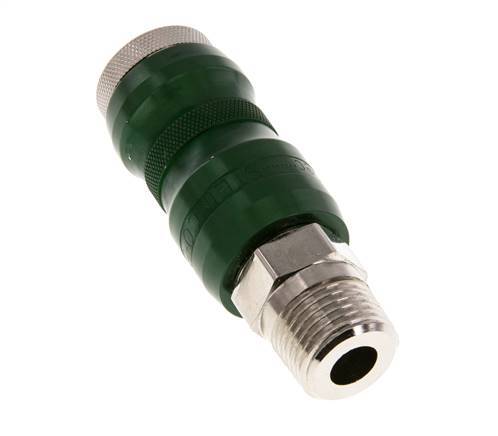 Nickel-plated Brass DN 7.8 Safety Air Coupling Socket with Slide Sleeve R 1/2 inch Male